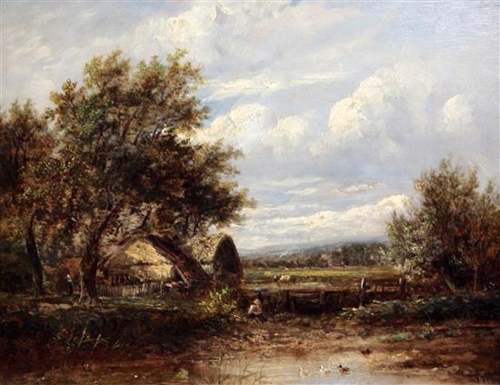 Joseph Thors (c.1835-1920) Angler in a landscape 12 x 15.5in.